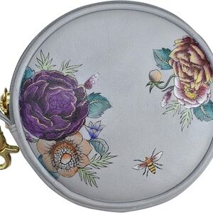 NEW! Gift Box & Tag - Anuschka Women’s Hand-Painted Leather 5" Round Coin Purse